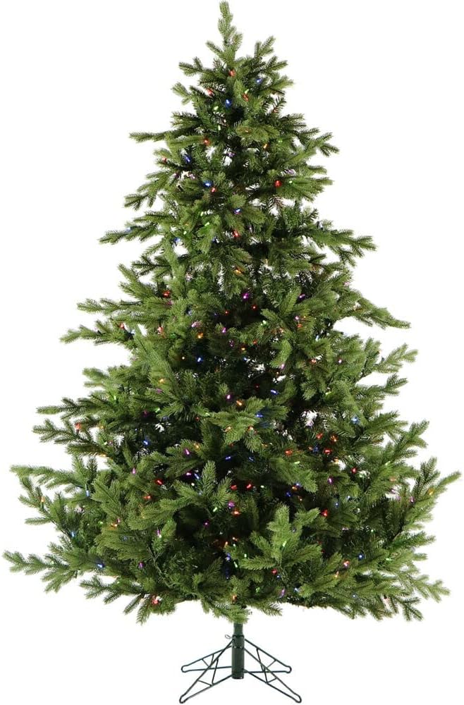 Fraser Hill Farm 6.5-Ft. Foxtail Pine Artificial Christmas Tree with Dual Multicolor & Warm White LED Lights and Stand, Prelit Foldable Fake Tree with Realistic Foliage for Home Decoration