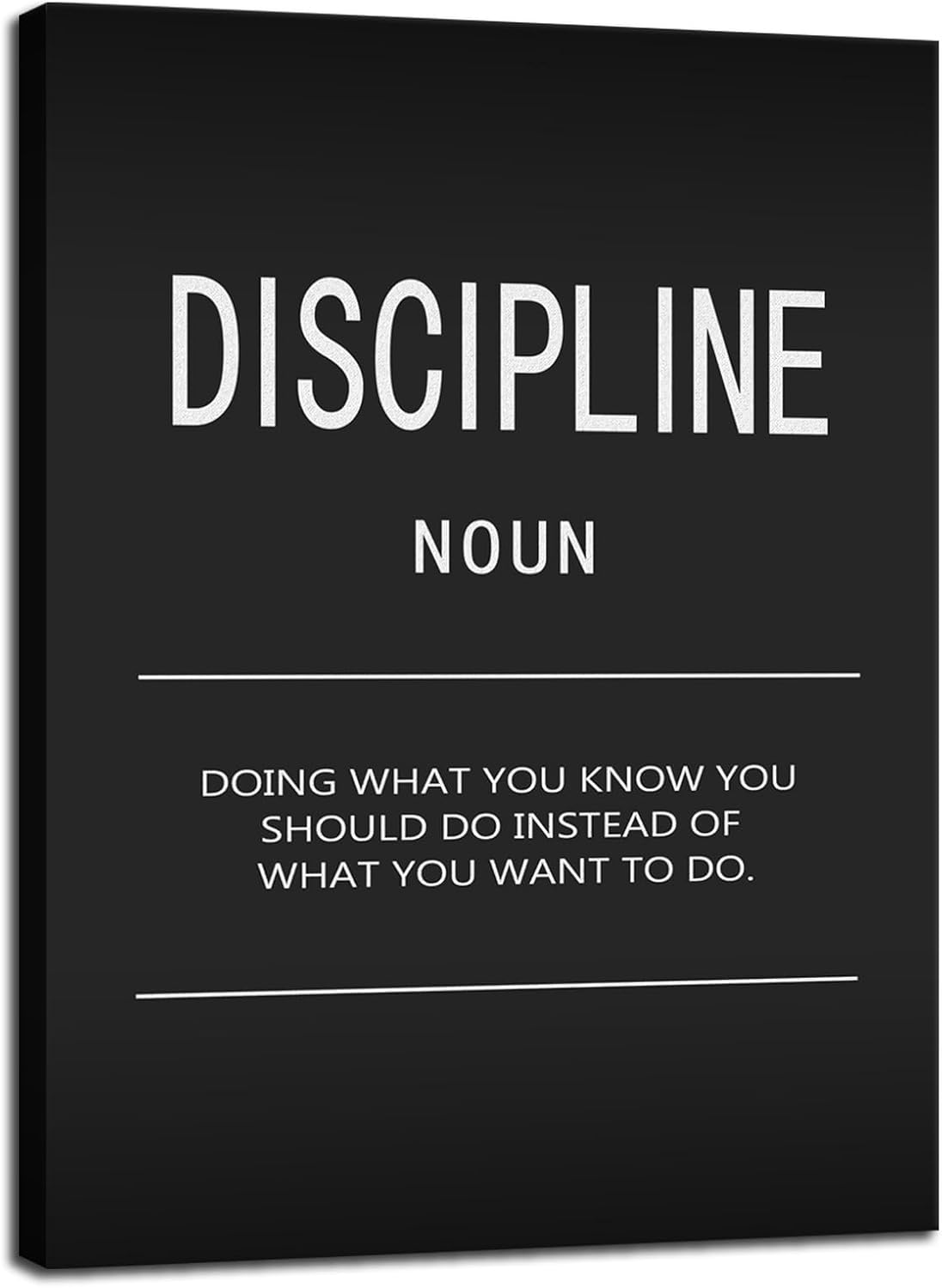 Office Decor Discipline Noun Inspirational Canvas Wall Art Inspiring Painting Prints Motivational Quotes Posters Inspiration Living Room Home Decor Artwork Framed Ready to Hang[18" W x 24" H]
