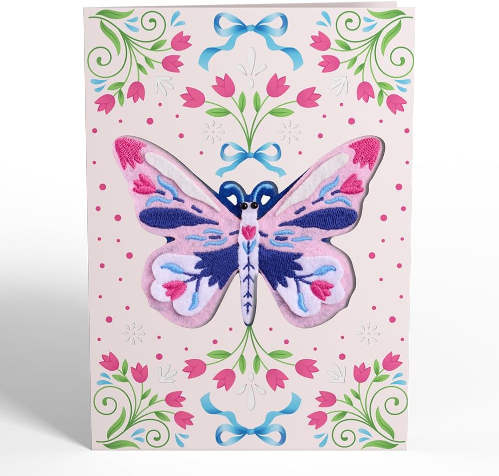 Lovepop Handmade Dazzling Butterfly HeartFelt Charm Card | Soft Felt Keychain for Wallet, Handbag, Car Key, Home Decor | Ornaments, Bag Charms, Key Ring, Purse Accessories, Gift Toppers
