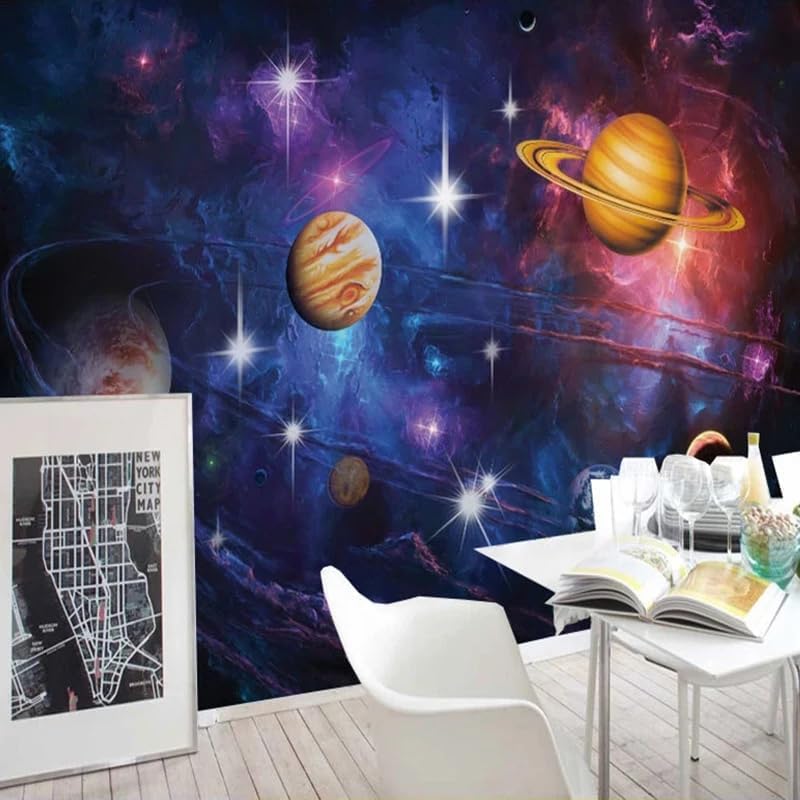 Custom Planet Peel and Stick Wallpaper Universe Starry Sky Theme Mural Children Room Living Room Bedroom Ceiling Home Decor Wall Paper