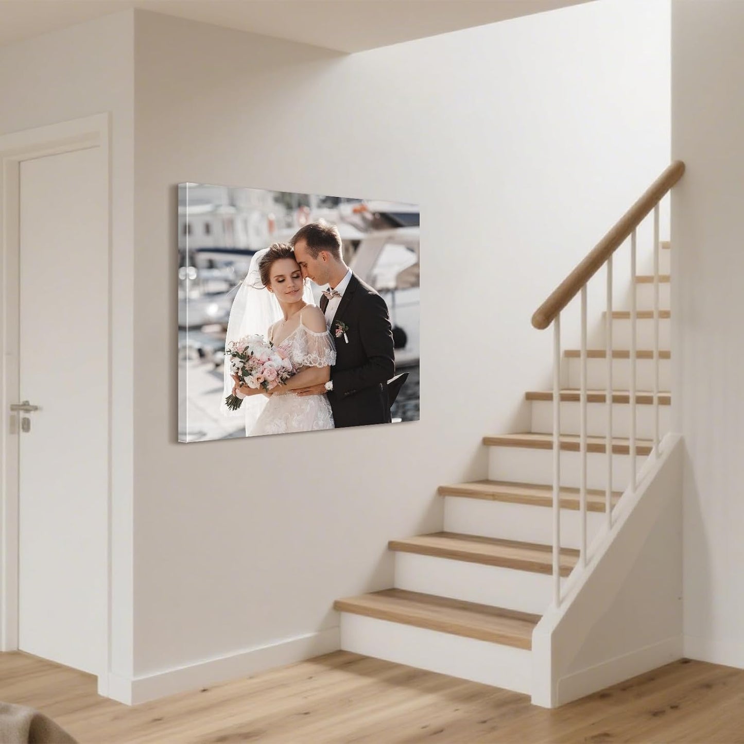 Personalized Custom Canvas Prints with Your Photos & Text, Customized Picture Print, Transform Own Images Into Framed Wall Art Digitally Printed Photo to Canvas, Keepsakes Gifts for Family 16x16’’