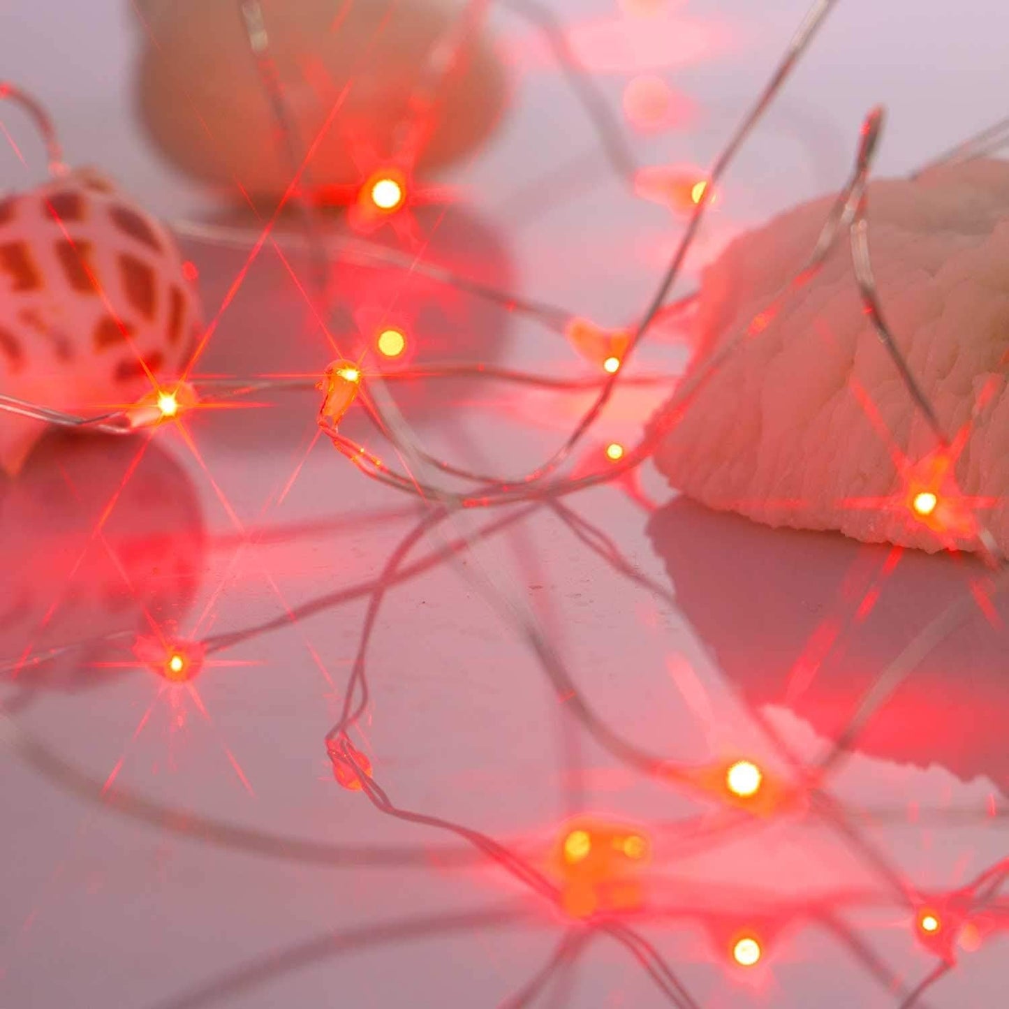 Led Fairy Lights Battery Operated, 1 Pack Mini Battery Powered Copper Wire Starry Fairy Lights for Bedroom, Christmas, Parties, Wedding, Centerpiece, Decoration (5m/16ft Red)