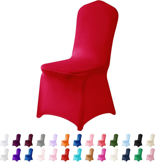 Spandex Chair Covers - 25PCS Removable, Washable Protectors for Living Room, Party, Banquet, Wedding, Hotel (Dark Red)