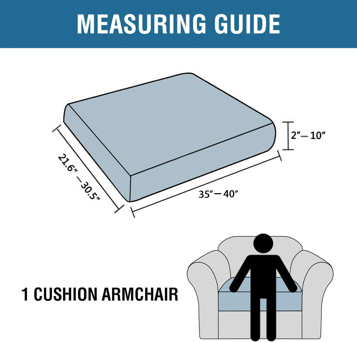 H.VERSAILTEX Super Stretch Individual Seat Cushion Covers Sofa Covers Couch Cushion Covers Slipcover Sets Thick Jacquard Textured Twill Fabric (1 Piece Chair Cushion Cover, Taupe)