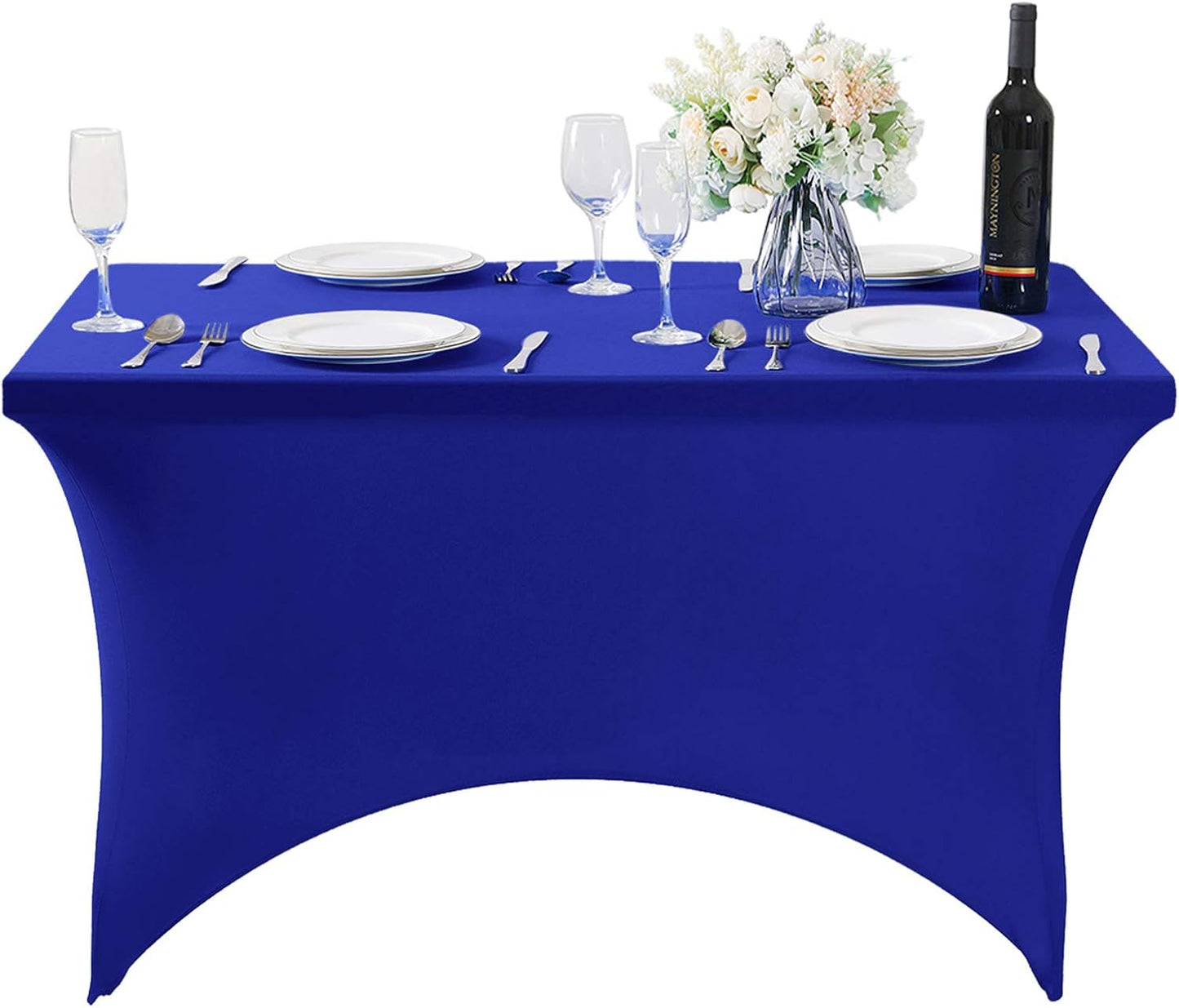 Spandex Table Cover for 4FT or 6ft or 8ft Table Universal Fitted Stretch Tablecloth for Party, Banquet, Wedding and Events-Royal Blue