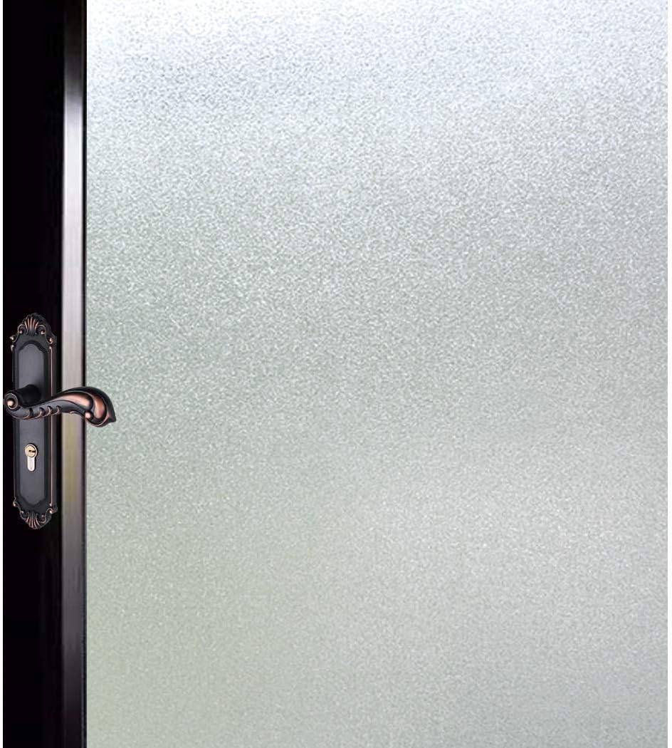 DUOFIRE Privacy Window Film Natural Frosted Glass Film Static Cling Glass Film No Glue Anti-UV Window Sticker Non Adhesive for Privacy Office Meeting Room Bathroom Living Room 11.8in. x 47in. S001