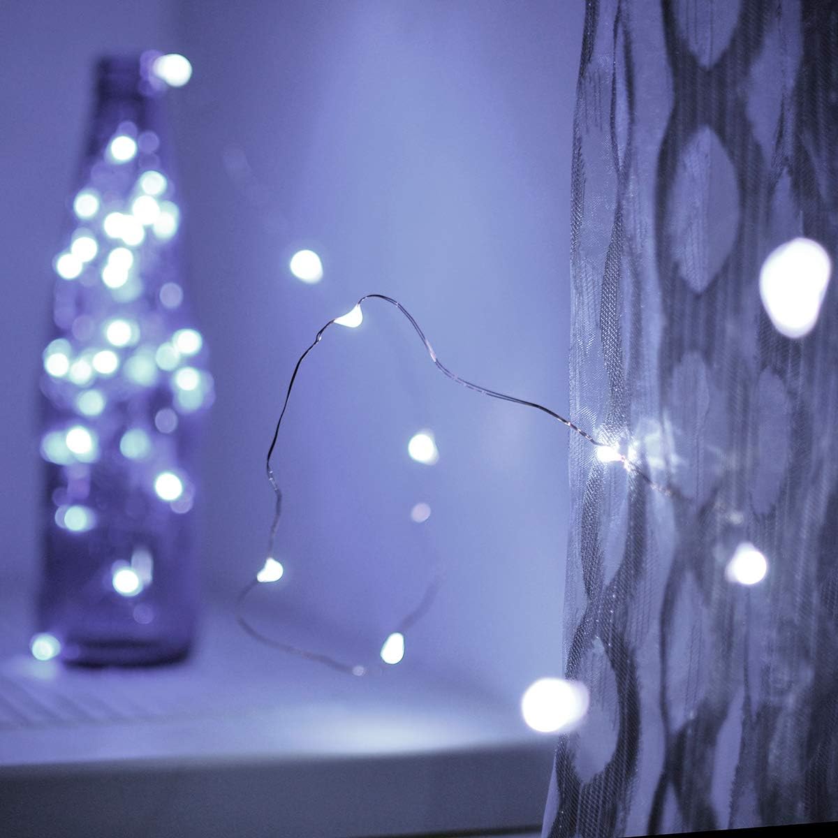 Led Fairy Lights Battery Operated, 2 Packs Mini Battery Powered Copper Wire Starry Fairy Lights for Bedroom, Christmas, Parties, Wedding, Centerpiece, Decoration (5m/16ft Cool White)