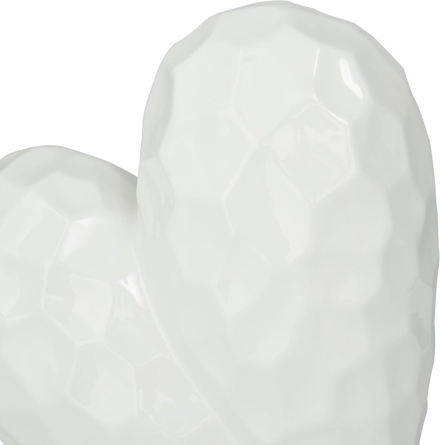 Deco 79 Porcelain Ceramic Heart Decorative Sculpture Dimensional Angled Origami Inspired Home Decor Statue, Accent Figurine 12" x 6" x 11", White