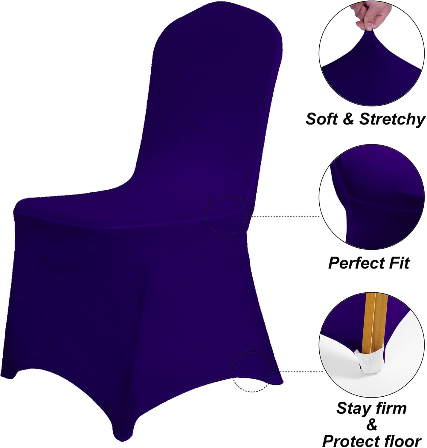 SUPERO Waterproof Spandex Chair Cover 25PCS, Stretch Dining Chair Covers, Polyester Outdoor Chair Covers, Protector Stretch Chair Cover for Party Universal, Banquet, Wedding Event, Hotel(Purple)