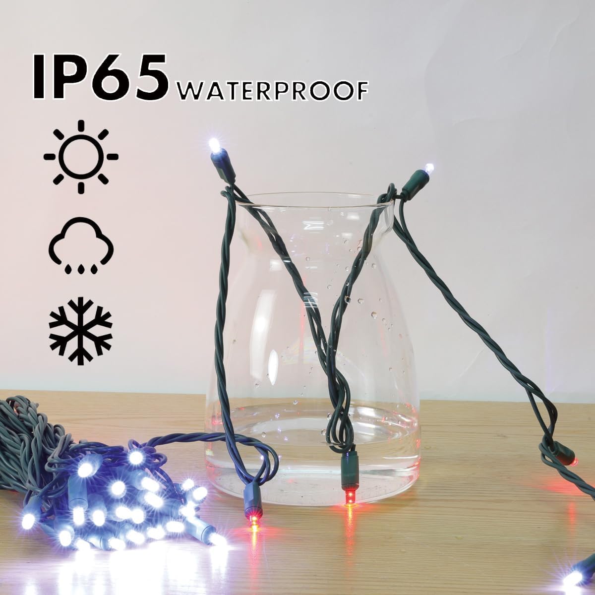 600LED (12pk of 50L) String Lights,LED Christmas Lights, 6" SPACING,Green Wire,Red and White
