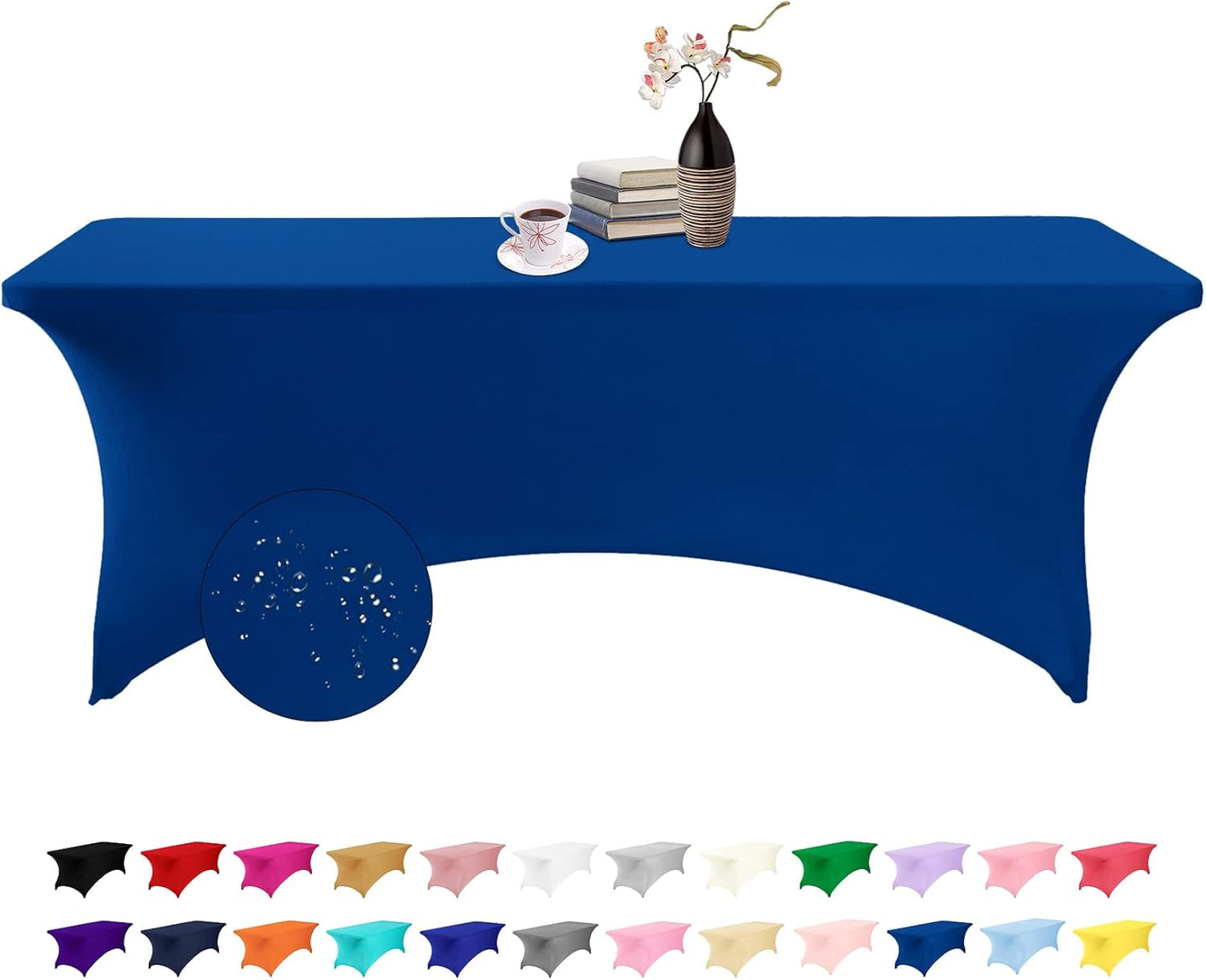 Spandex 8ft Waterproof Table Cover for Party,Wedding, Banquet, and Events(Classicbule)