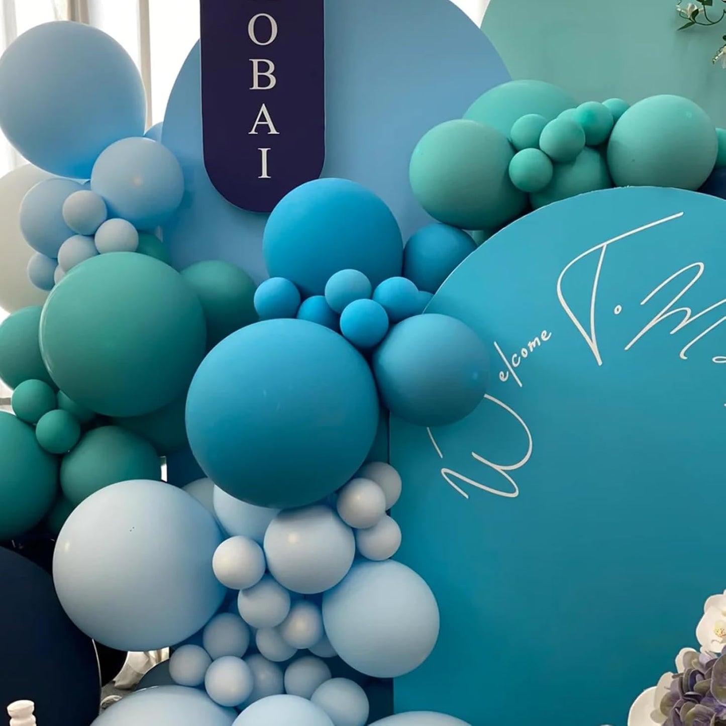 130pcs Peacock Blue Balloons Different Sizes 18" 12" 10" 5" Teal Blue Latex Balloon Garland Arch Kit for Birthday Baby Shower Graduation Wedding Gender Reveal Anniversary Party Decorations