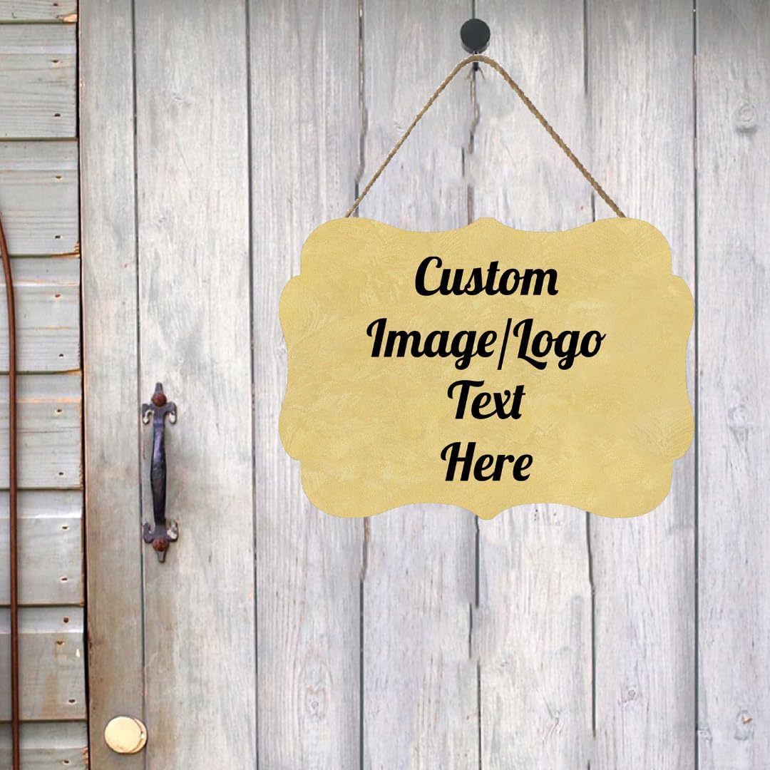 Personalized Wooden Welcome Sign Front Door Decor - Customized Image/Text Hanging Sign for Home Office - Farmhouse Decorations 11.2 * 8 Inch