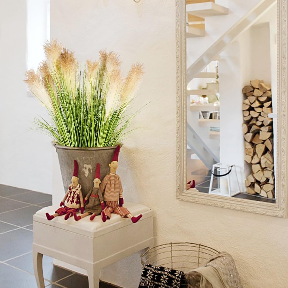 Melorca&Guilla Artificial Plants 4PCS 33.5“Fake Plant Tall Onion Fake Grass,Faux Grass Plants Artificial Grass Greenery Shrubs Bushes for Garden Shop Office Home Décor