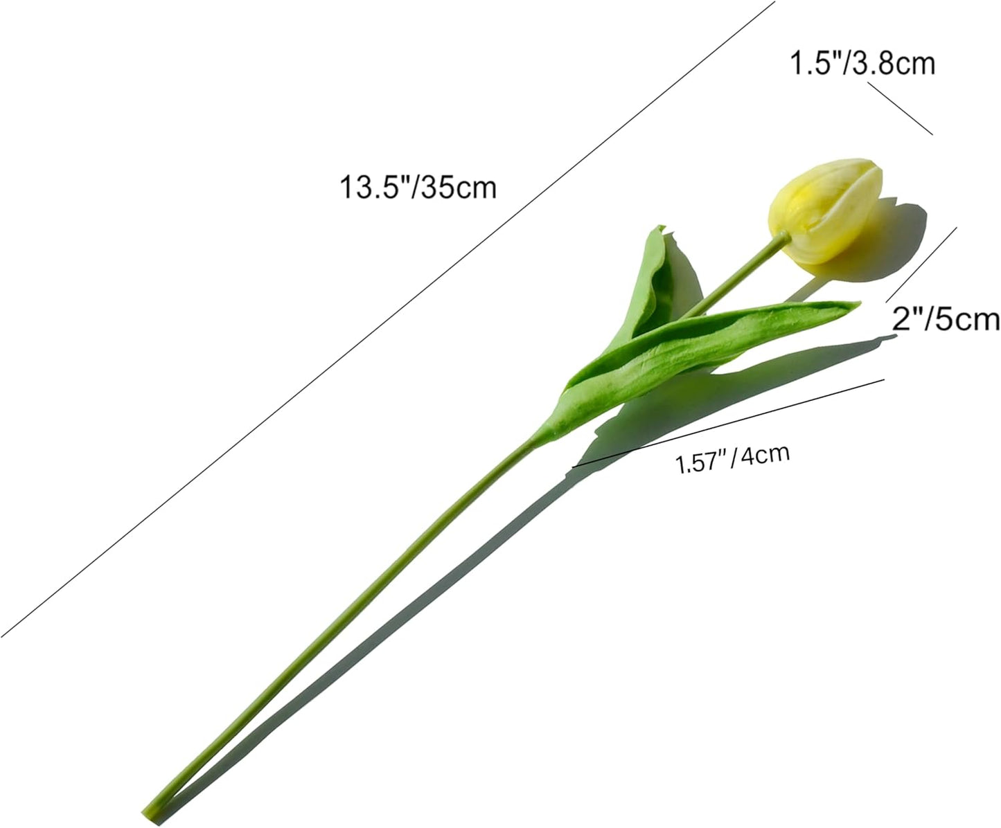Mandy's Artificial Tulips 20 Stems Light Yellow PU Faux Flowers for Wedding Home Decor 13.5 Inch