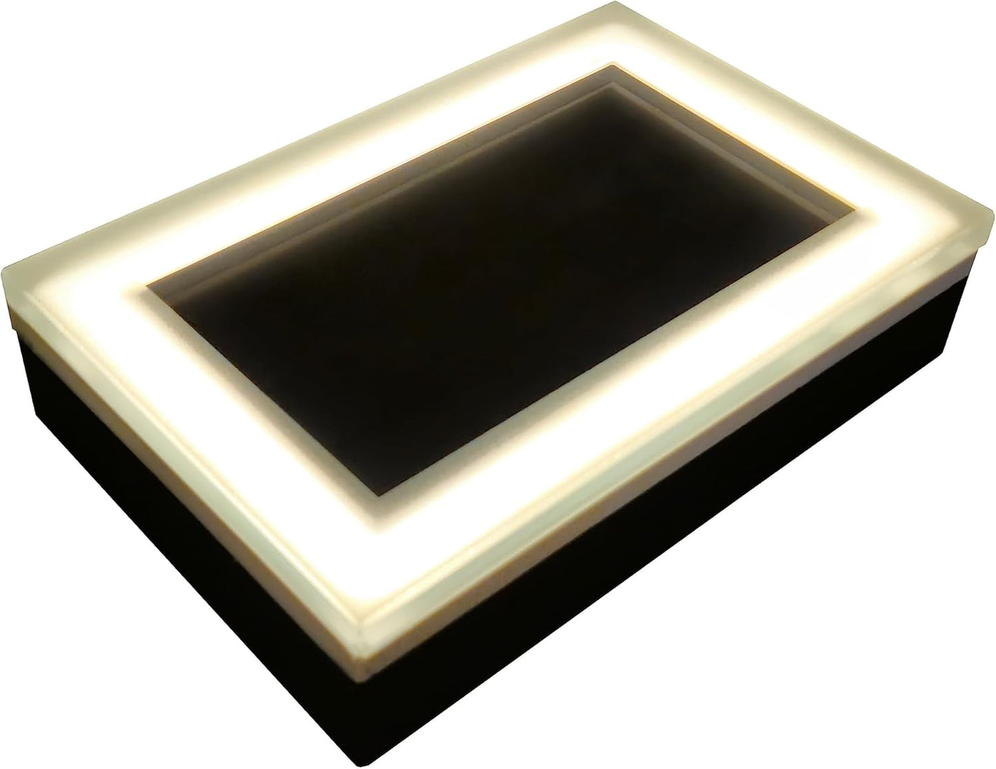 LUMENGY Solar Paver Light 6×9 inch, 2700K, Up to 20 Hours Continuous Lighting, Stainless Steel, Thick Glass, Glare-Free Illumination for Driveways, Pathways & Garden, Waterproof & Drive-Over Rated