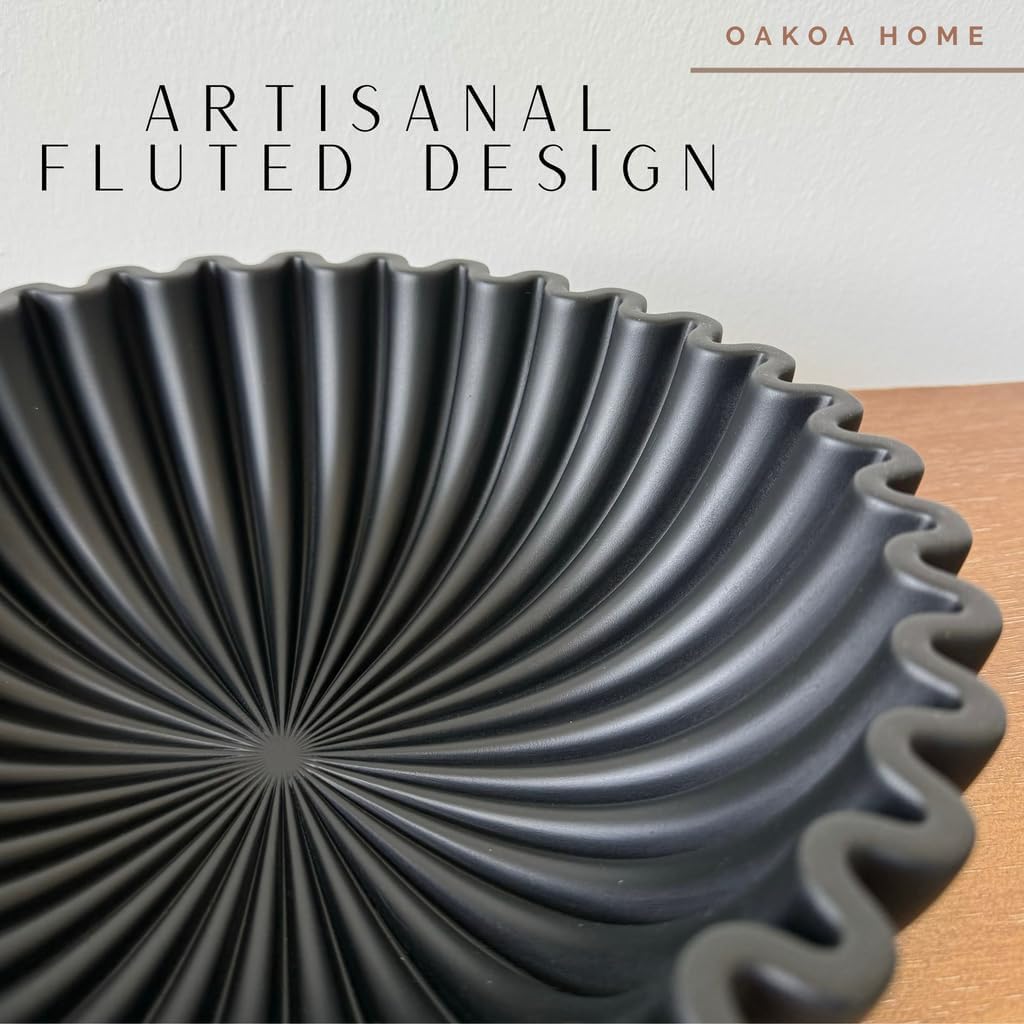 OAKOA Concrete Black Decorative Bowl for Home Decor - Black Bowl Decor - Modern Coffee Table Key Bowl for Entryway Table