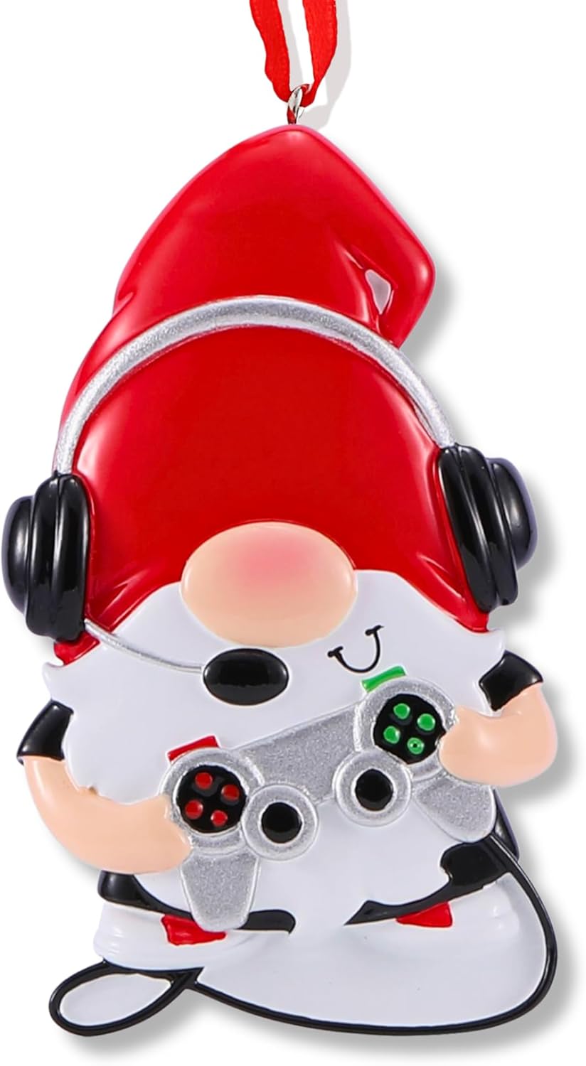 Ornaments by Elves - Personalized Gnome Gamer Ornaments 2024 - Gnome with a Video Game Controller Ornament, Gamer Ornaments for Christmas Tree, Mini Christmas Ornaments in a Giftable Packaging