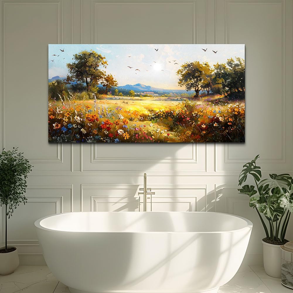 Large Wall Decor for Living Room Canvas Wall Art for Office Wall Decorations for Bedroom Rural Pastoral Painting Artwork Room Home Decor 24x48 in