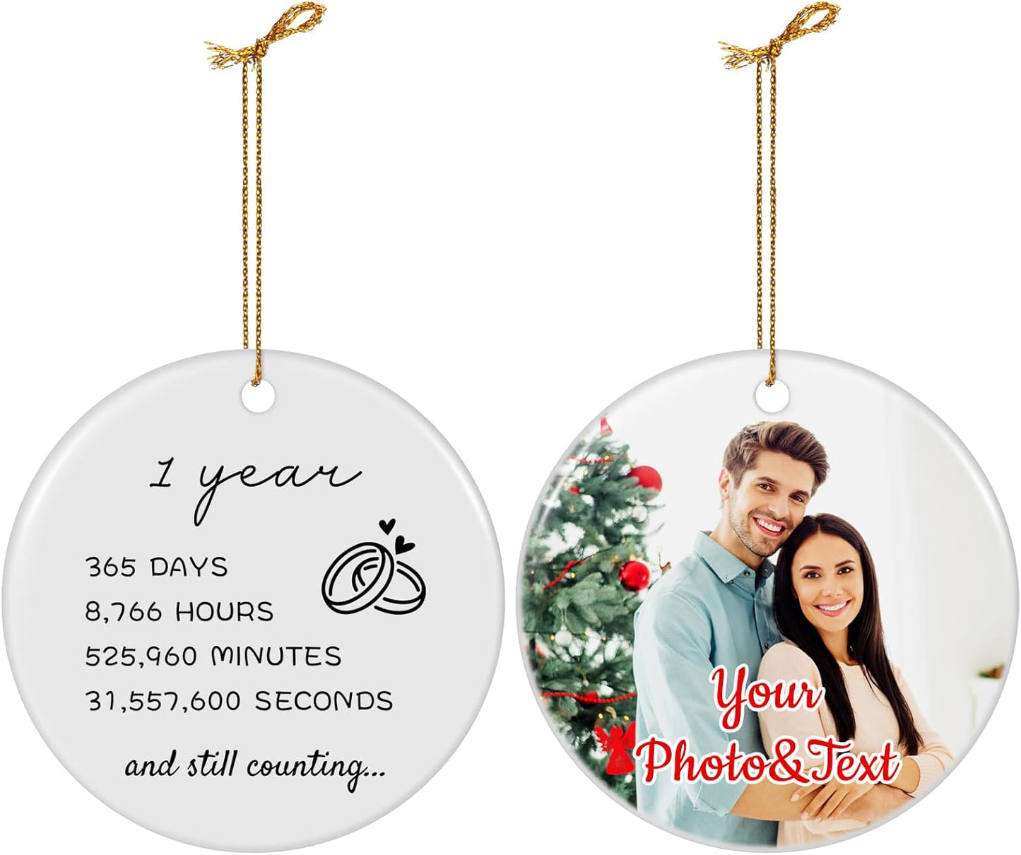 Personalized 1-60 Years Wedding for Couple Parents Ceramic Personalized Christmas Ornaments 2025 Custom Year Days Hours Minutes Seconds Wedding Anniversary Decoration