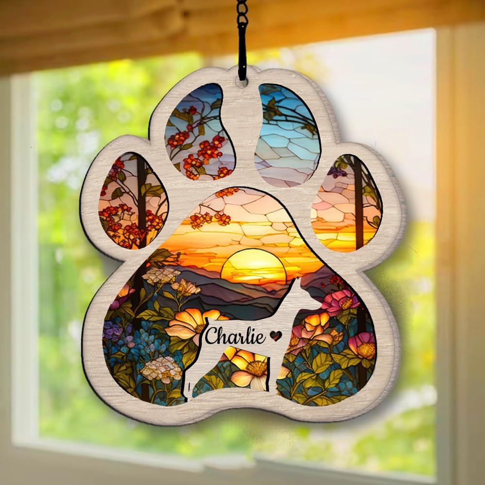 Personalized German Pinscher Suncatcher Dog Memorial Gifts, Custom German Pinscher Ornament Christmas Tree, Pet Remembrance Gift, Loss of Dog Sympathy Gift, Pet Loss Suncatcher