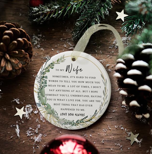 Wife Ornaments 2025 Wife Xmas Ornament Wife Christmas Ornament for Wife Forever Wife Best Wife Ever Gift Double-Sided Printing Ceramic 2.9"