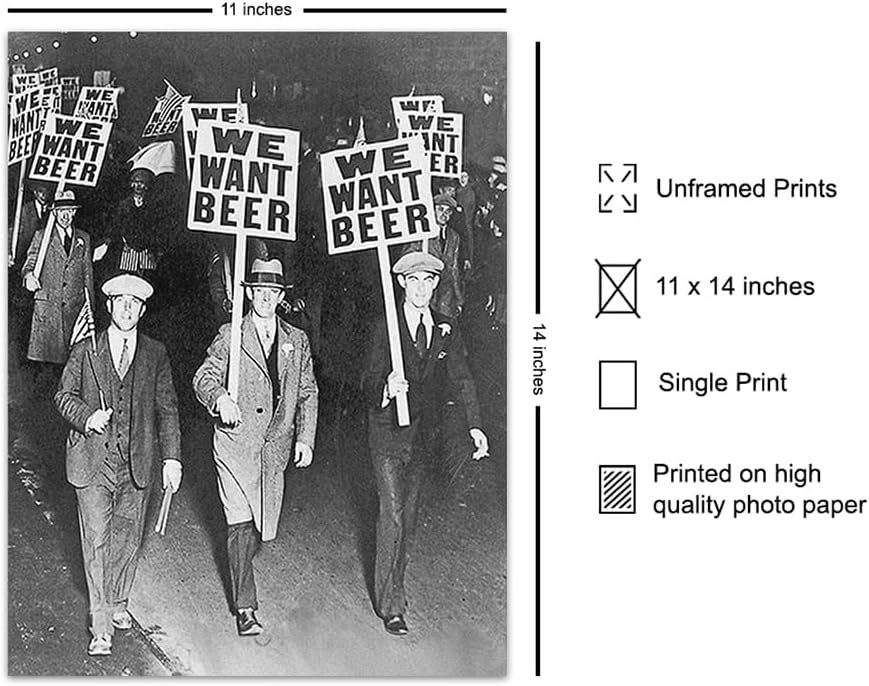 Vintage Prohibition Beer Poster LARGE 11x14 - Unique Wall Art Decor for Home, Bar, Cafe - Funny Saying Retro Art Print - Bar Room Decor - Vintage Decorations - Bar Art - Retro Decor - Funny Saying
