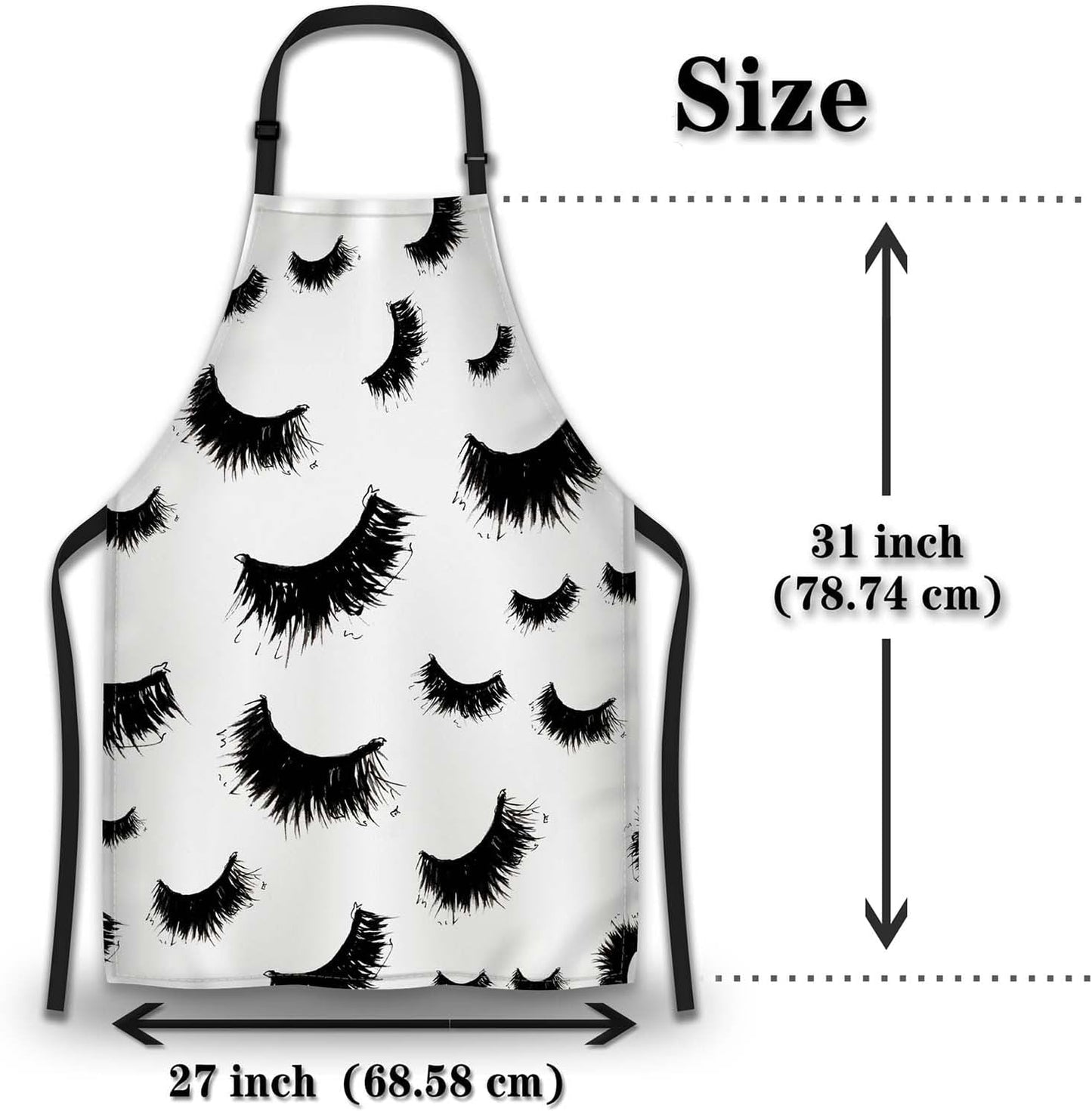 Kitchen Aprons for Women False Eyelashes Art Sketch Chef Apron for Women for Cooking Restaurant BBQ Painting Crafting Gardening 27” (W) x 31” (H), Waterproof Aprons