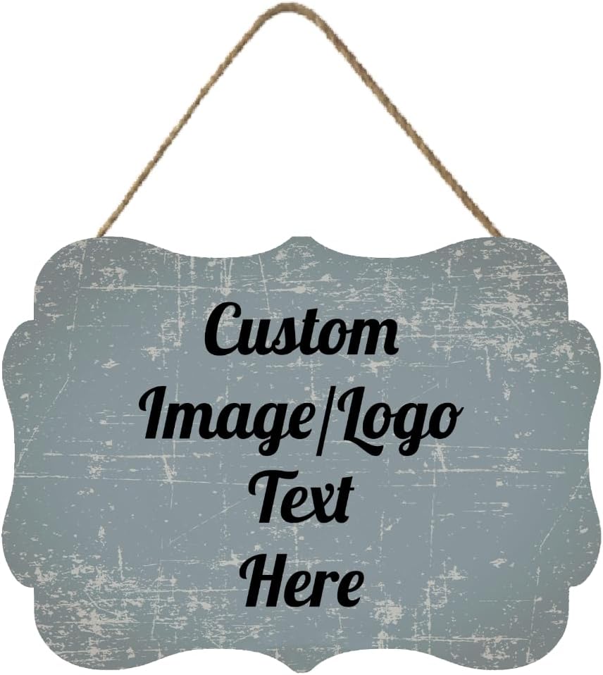 Personalized Wooden Welcome Sign for Front Door Decor - Customized Image/Text Hanging Door Sign, Farmhouse Decor for Home Office - 11.2 * 8 Inch