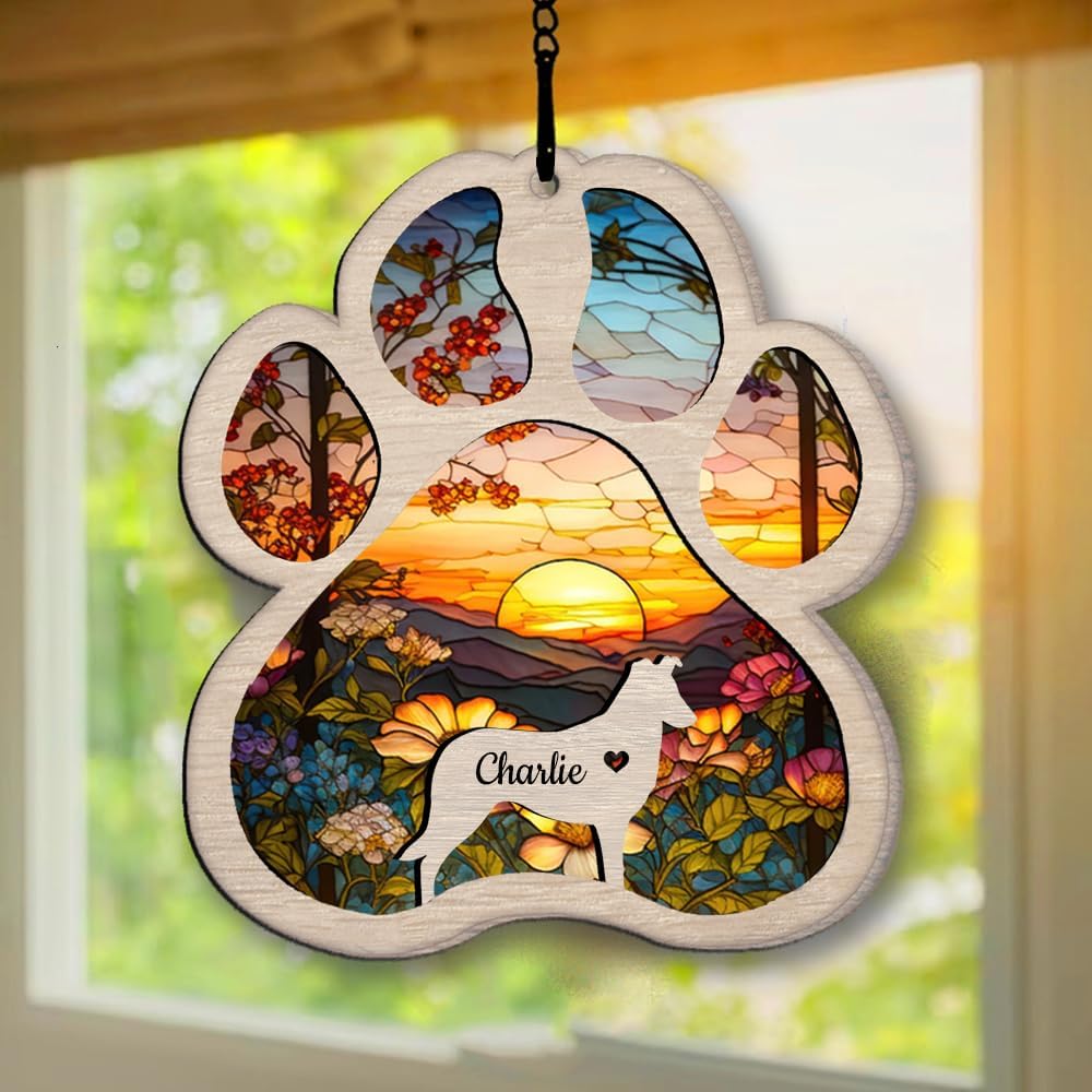 Personalized Smooth Collie Suncatcher Dog Memorial Gifts, Custom Smooth Collie Ornament Christmas Tree, Pet Remembrance Gift, Loss of Dog Sympathy Gift, Pets Memorial Ornament, Pet Loss Suncatcher