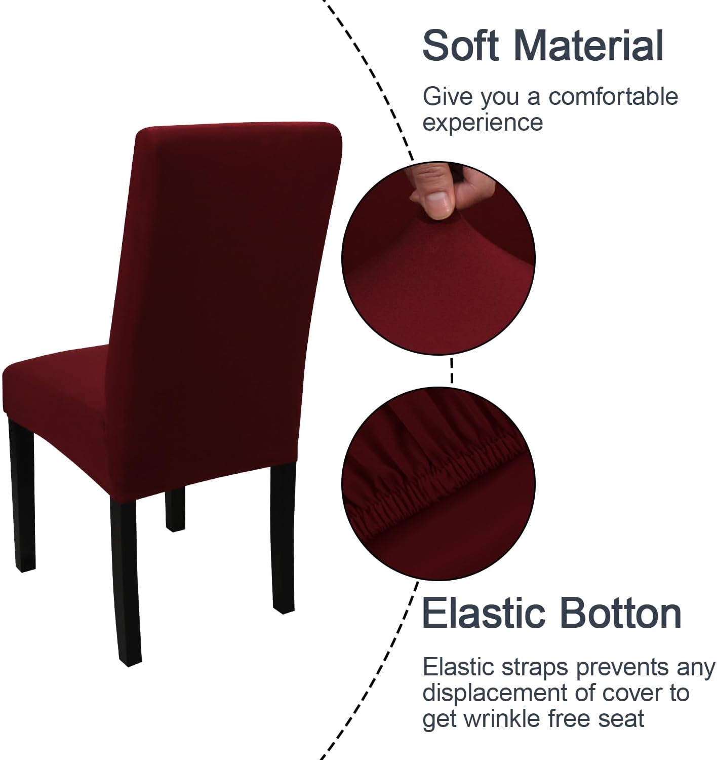 JQinHome 4 Pcs Dining Chair Slipcover, High Stretch Removable Washable Chair Seat Protector Cover for Home Party Hotel Wedding Ceremony