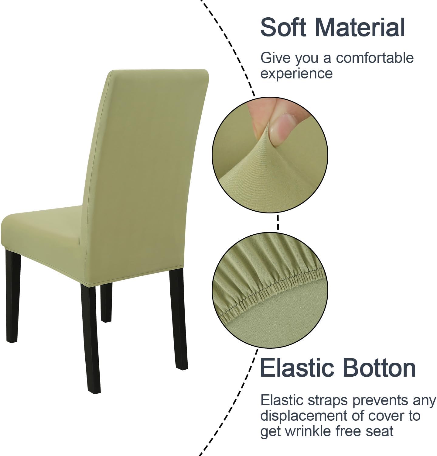 JQinHome Sage Green Chair Covers for Dining Room Set of 2, High Stretch Removable Washable Parsons Chair Slipcover for Home Party Hotel Wedding Ceremony (2PCS,Sage Green)