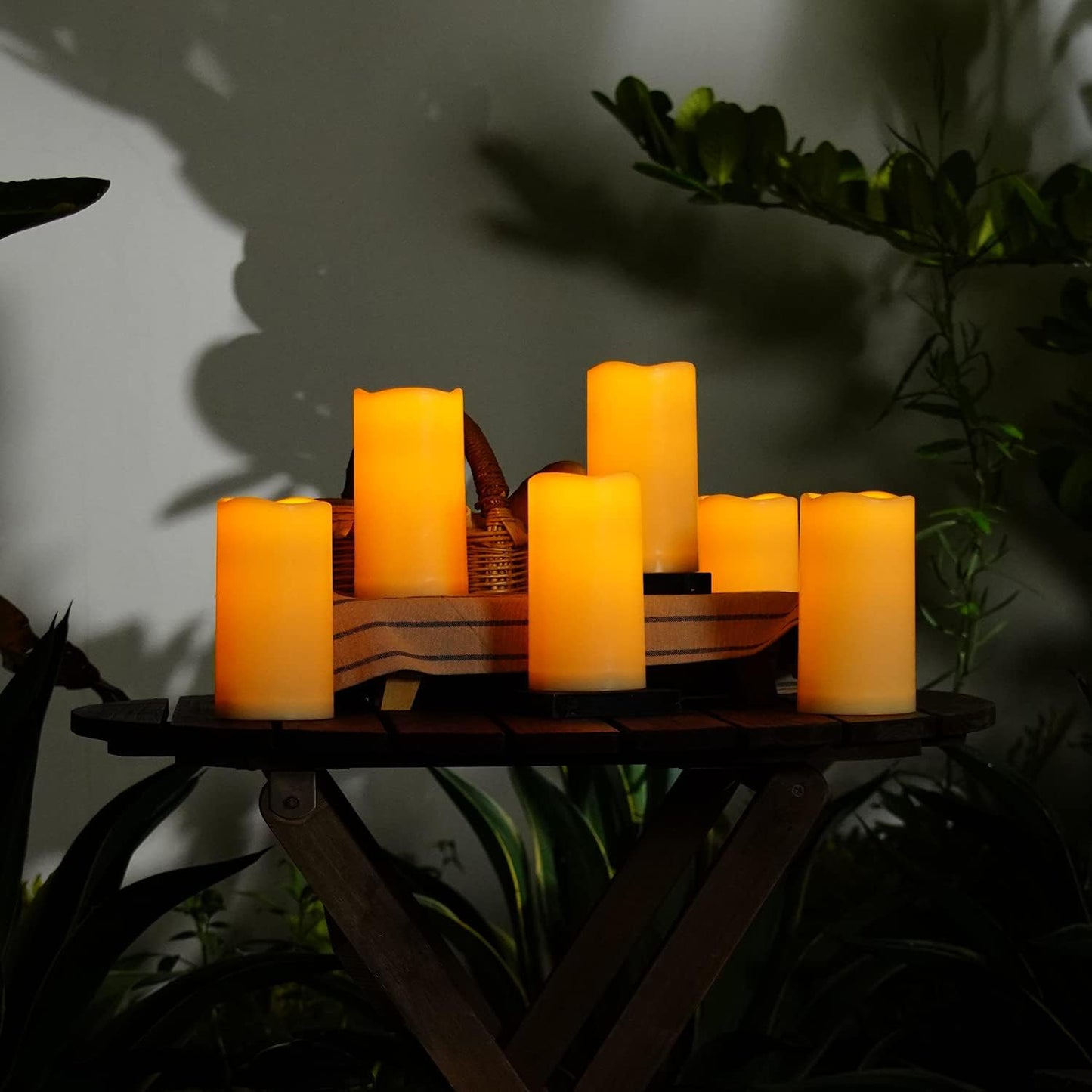 Amagic 3" x 6" Waterproof Outdoor Flameless Candles, Battery Operated Candles with Remote and Timer, Flickering LED Pillar Candle for Outside Patio Garden and Indoor Home Decor, Ivory, Set of 2