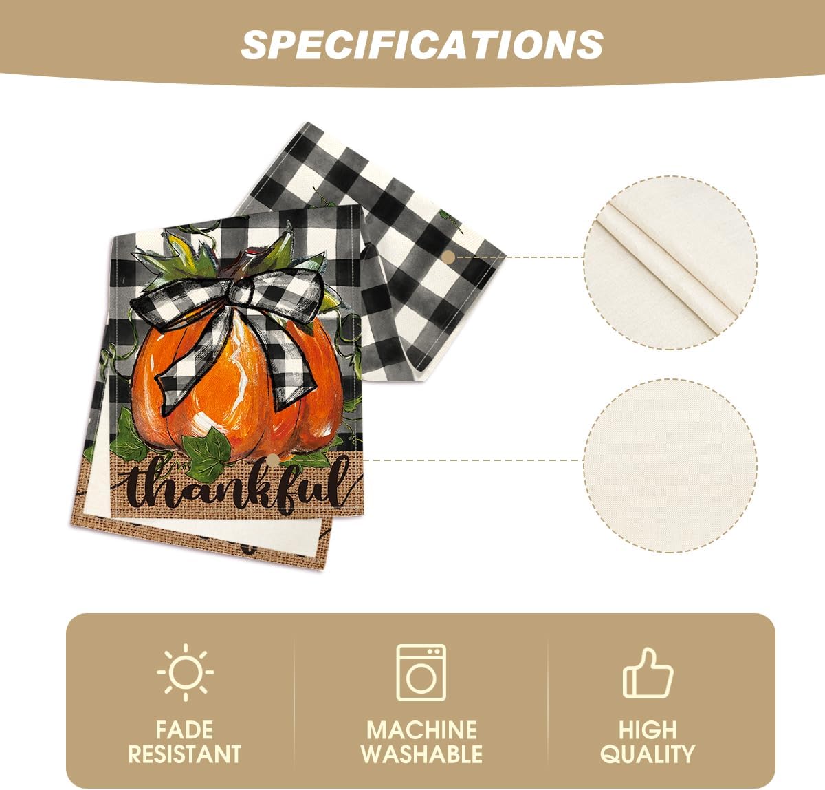Artoid Mode Buffalo Plaid Bowknot Pumpkin Thankful Fall Table Runner, Autumn Thanksgiving Kitchen Dining Table Decoration for Home Party Decor 13x108 Inch