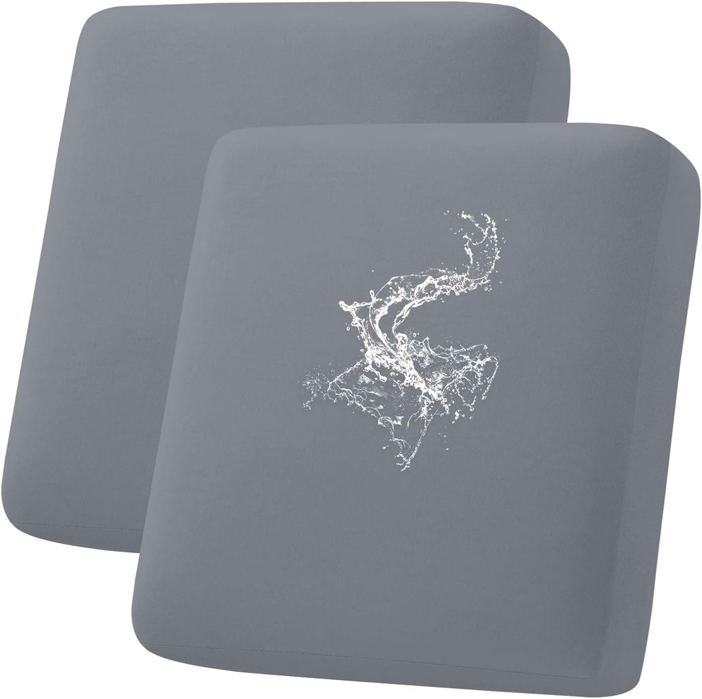 hyha Waterproof Couch Cushion Covers, Stretch Sofa Couch Seat Slipcover for Dog Washable, Non-Slip Waterproof Outdoor Cushion Covers for Patio Furniture Replacement (2 Pieces, Dark Grey)