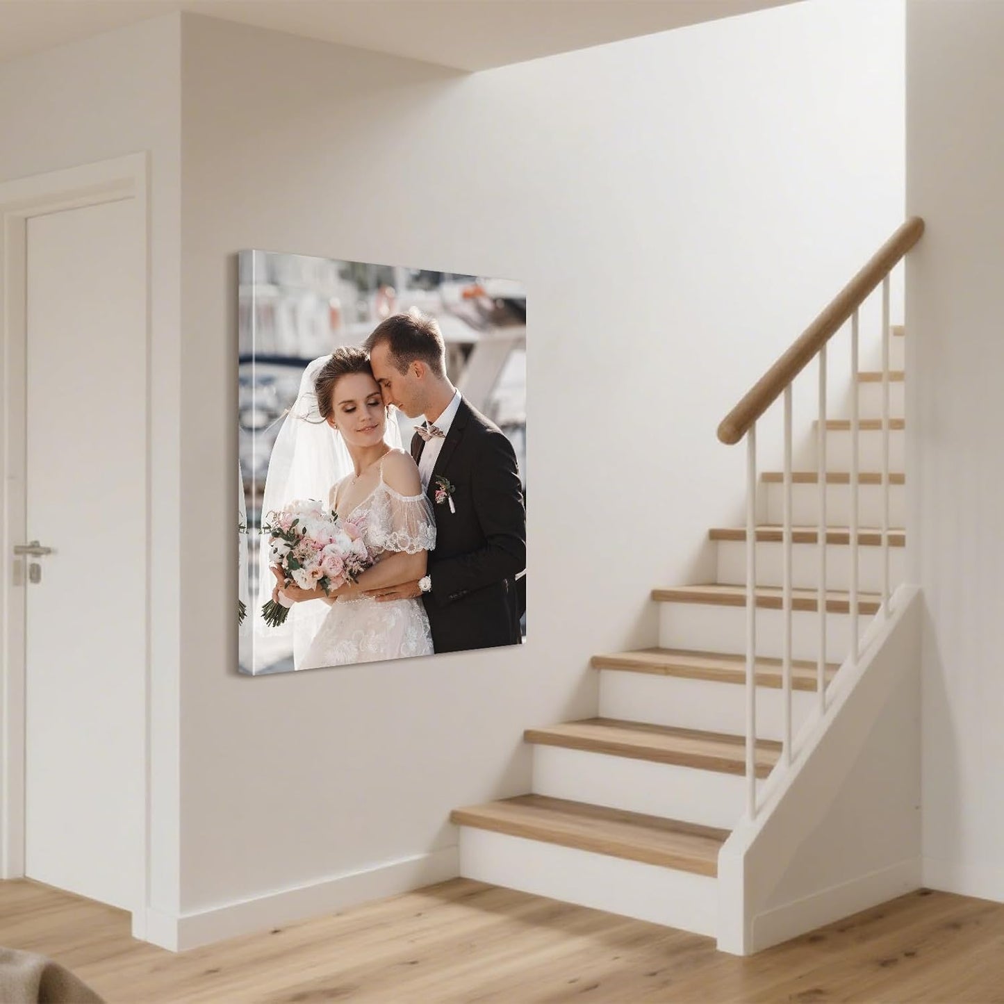 Personalized Custom Canvas Prints with Your Photos & Text, Customized Picture Print, Transform Own Images Into Framed Wall Art Digitally Printed Photo to Canvas, Keepsakes Gifts for Family 24x32’’