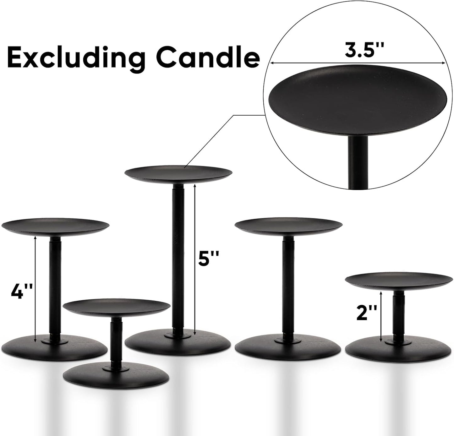 Homemory Holloween Candle Holders for Pillar Candles Set of 5 (Black)