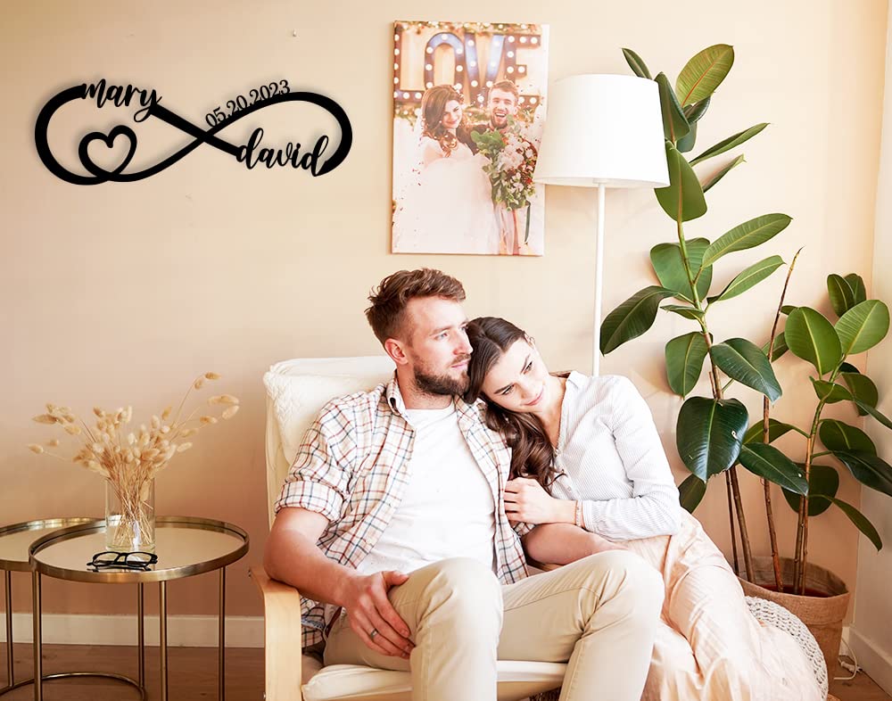 Wedding Gifts for Couples 2025 | Personalized Wedding Gifts | Couples Gift for Her | Anniversary Wedding Date Sign | Engagement Gift | Wall Decor | Bridal Shower Gift | Infinity Metal Sign