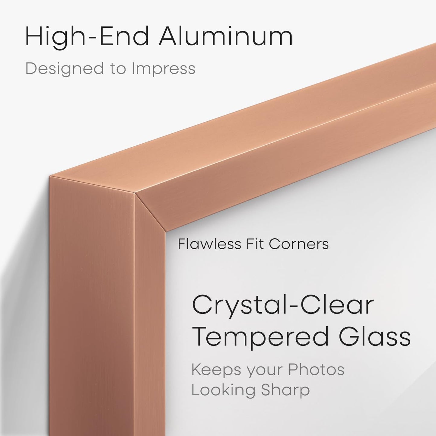 Homeforia 11x14 Picture Frame Rose Gold, High End Metal 11x14 Wall Hanging Frame with Mat 8x10, 11 x 14 Poster Frame Matted to 8 x 10 inch Photo, 11by14 Thin Frames, Tempered Glass, Wall Kit, Set of 1