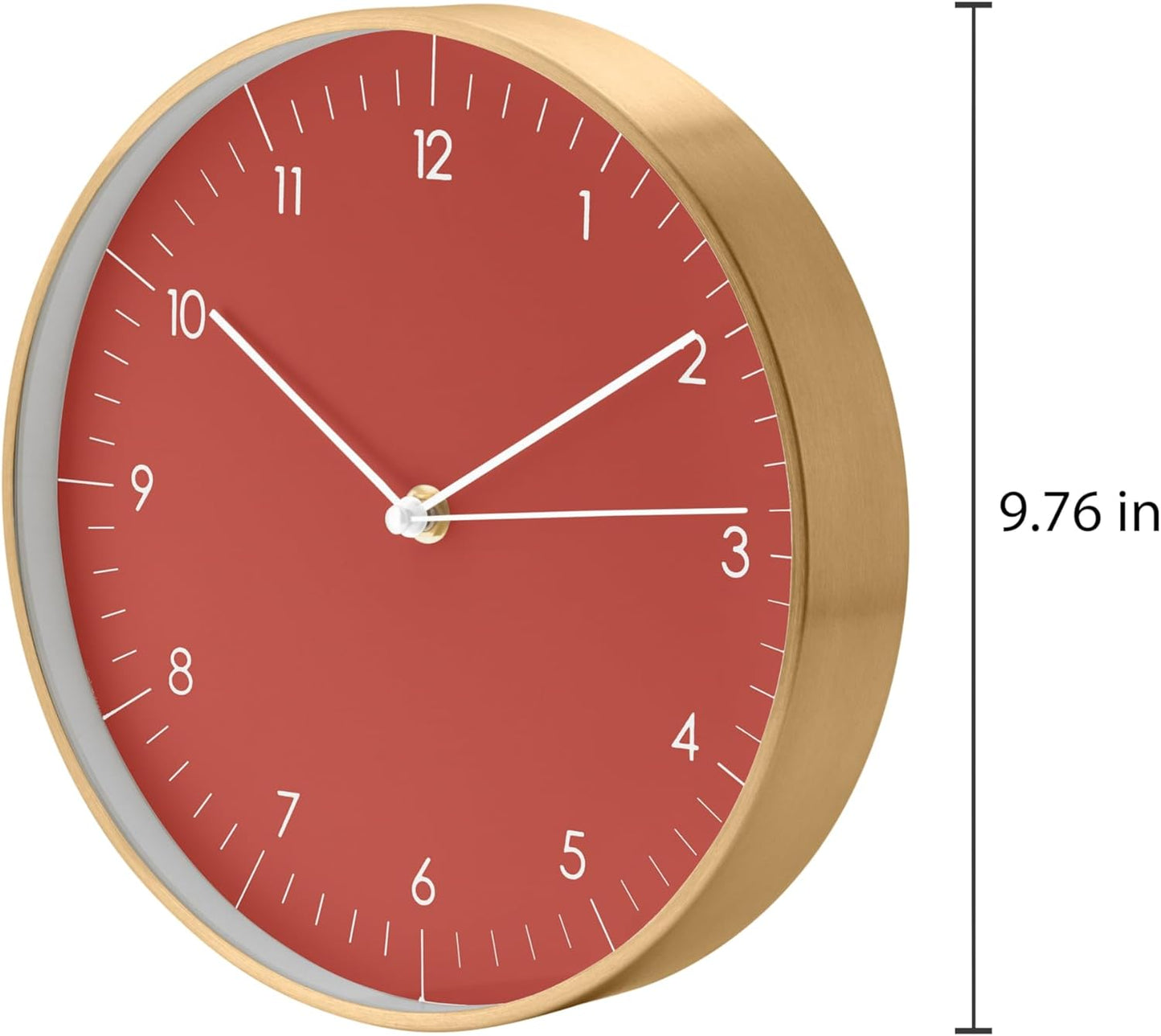 LUUK LIFESTYLE Modern Wall Clock with Silent Quartz Movement, Stylish and Elegant, for Living Room, Bedroom, Dining Room, red and Gold