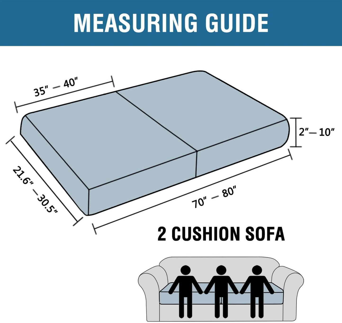 H.VERSAILTEX Super Stretch Individual Seat Cushion Covers Sofa Covers Couch Covers Slipcover Sets Thick Jacquard Textured Twill Fabric (2 Piece Large Sofa Cushion Covers, Burnt Brick)