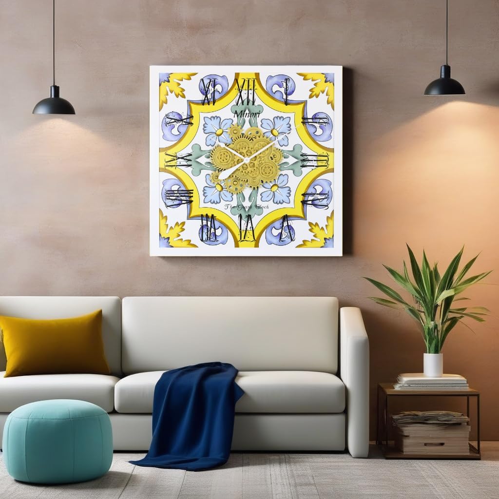 The Gears Clock Wall Clock Italy Collection with Moving Gears (Minori, 36 inch Square)