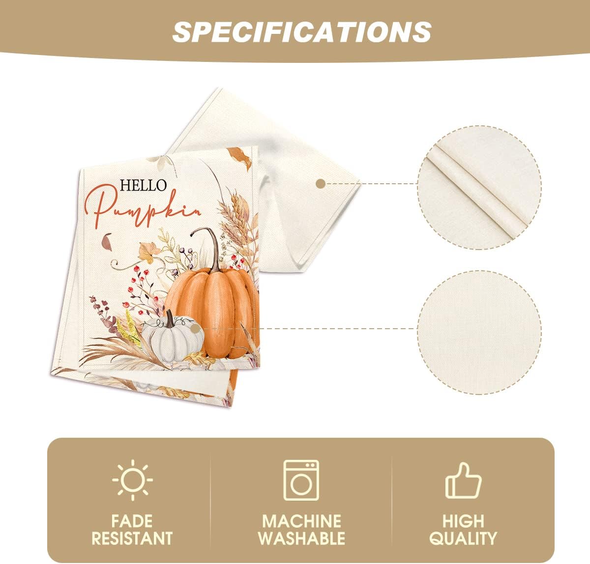 Artoid Mode Hello Pumpkin Flowers Leaves Thanksgiving Table Runner, Seasonal Fall Harvest Vintage Kitchen Dining Table Decoration for Indoor Outdoor Home Party Decor 13 x 48 Inch