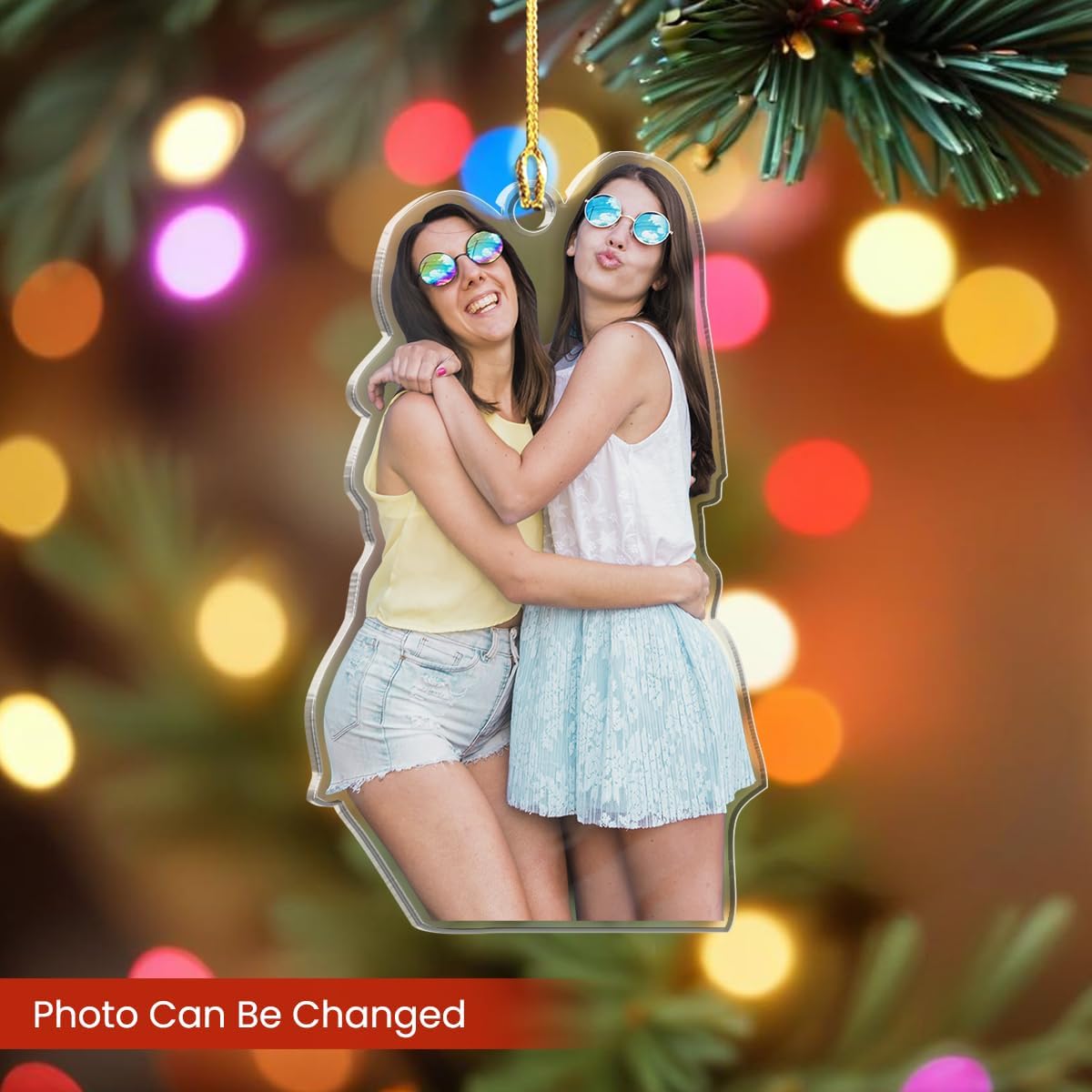 Personalized Best Friend Photo Ornament - Customized Besties Picture Shaped Acrylic Ornaments, Gift for Friends Bestie, Custom Christmas Ornaments