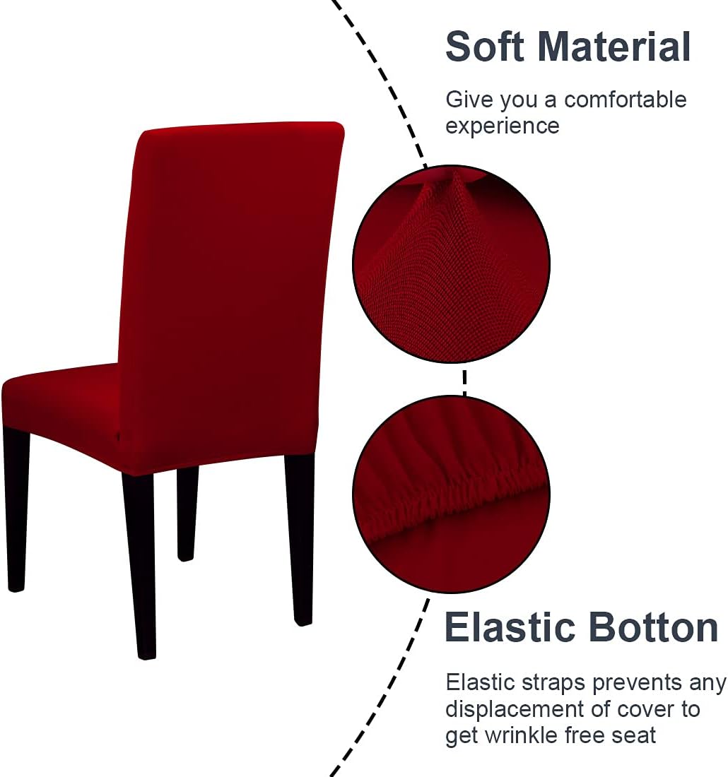 JQinHome 2 Pcs Dining Chair Slipcover,High Stretch Removable Washable Chair Seat Protector Cover for Home Party Hotel Wedding Ceremony