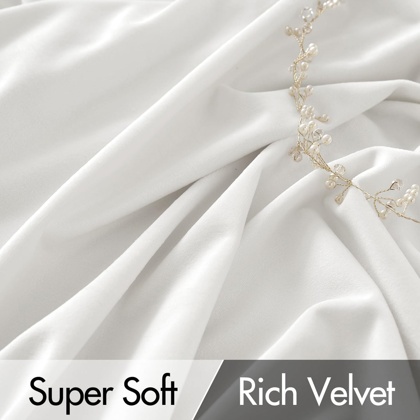 MIULEE White Velvet Curtains 108 inches Long 2 Panels - Luxury Pinch Pleated Room Darkening Window Drapes for Bedroom Living Room Thermal Insulated Super Soft, Back Tab Rod Pocket Elegant Decor
