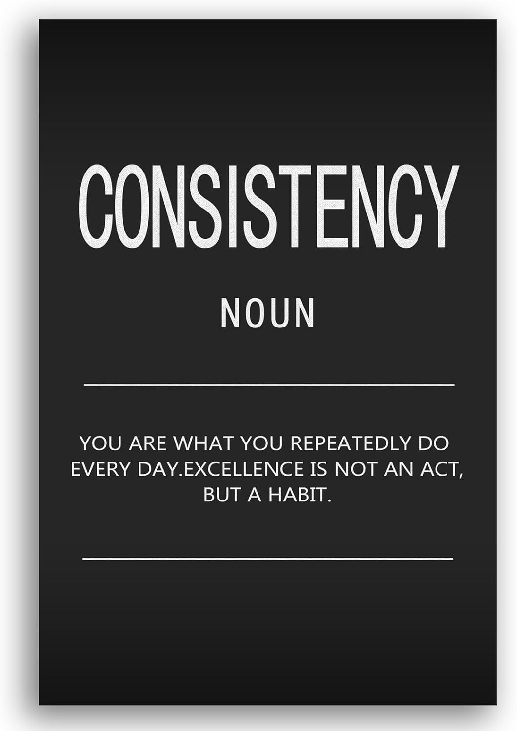 Inspirational Canvas Wall Art Consistency Noun Motivational Painting Inspirational Quotes Posters and Prints Artwork Decor for Home Office Decor Living Room Framed Ready to Hang[12" W X 18" H]
