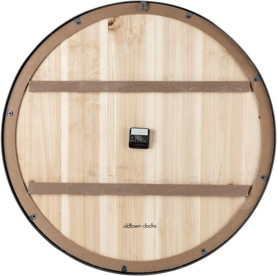 30-inch Farmhouse Metal & Solid Wood Noiseless Wall Clock (Whitewash, 30-inch)