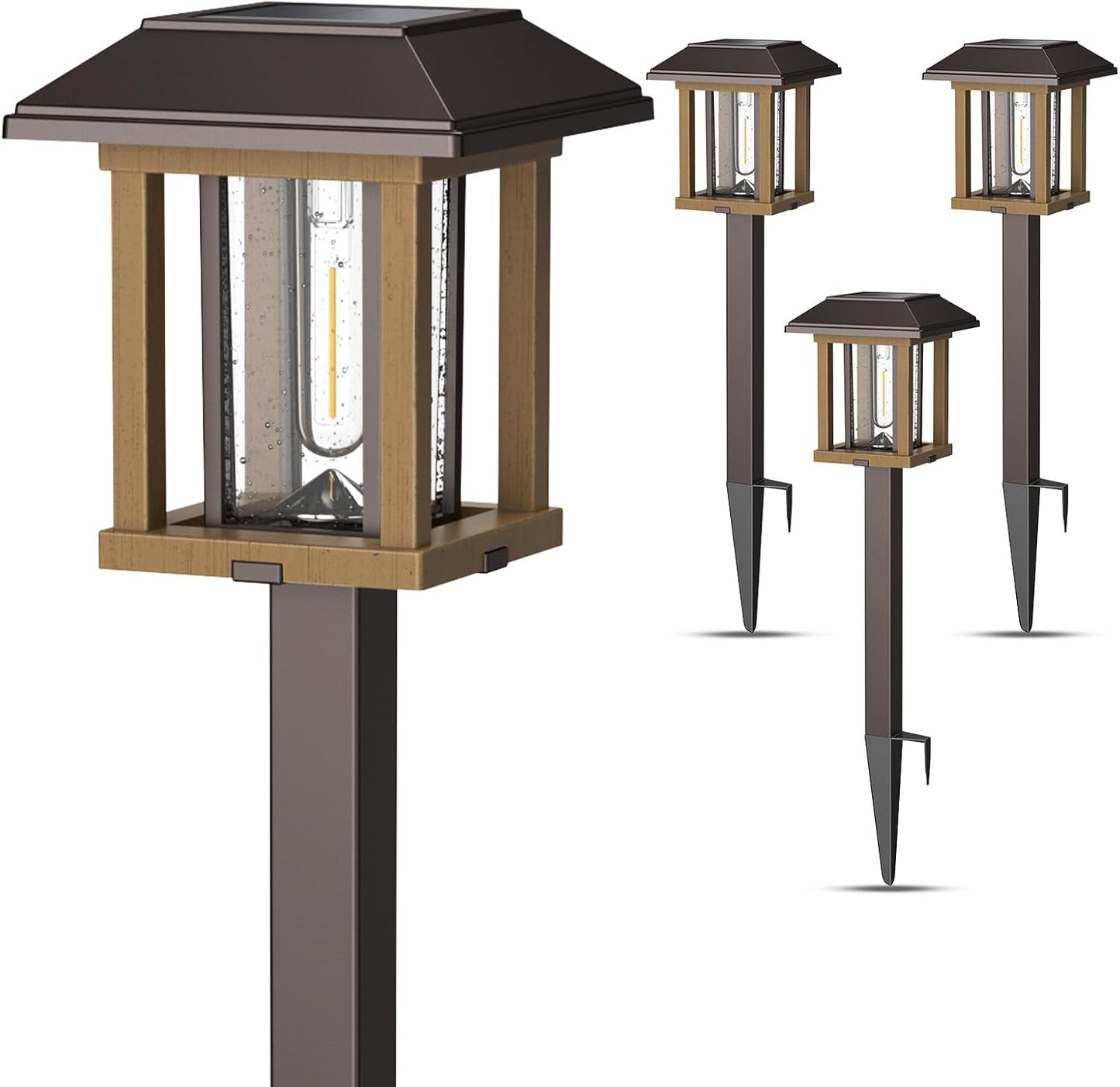 XMCOSY+ Solar Pathway Lights Outdoor Waterproof IP65 - Dual-Tone 25 LM LED Solar Garden Lights for Yard, Glass Outdoor Lighting for Garden Patio Yard Landscape Walkway Driveway Lawn Decor (Warm White)
