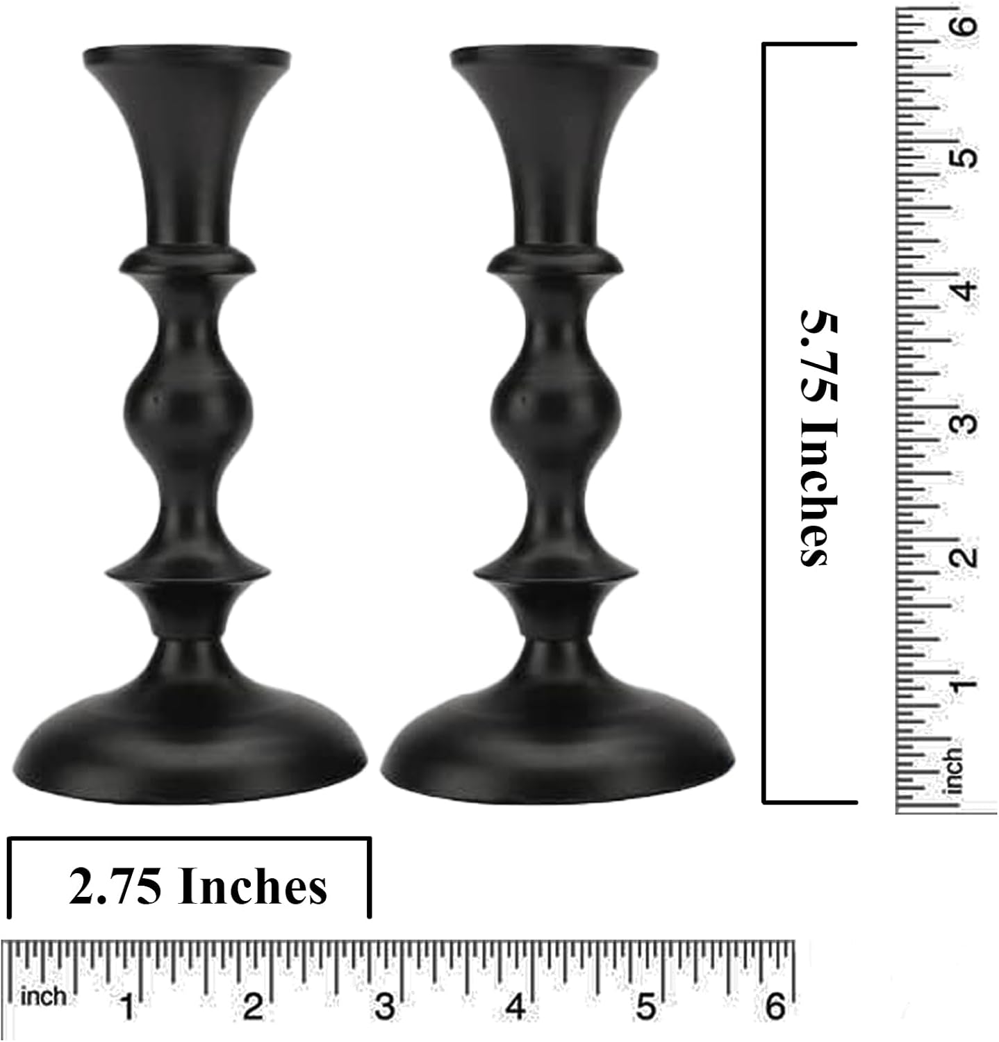 Rely+ Black Candle Holders Set of 2 Decorative Centerpiece Table Candlesticks Holders for Taper Candles Home Decor Easter Candle Holders for Dinner Party Wedding Decorations
